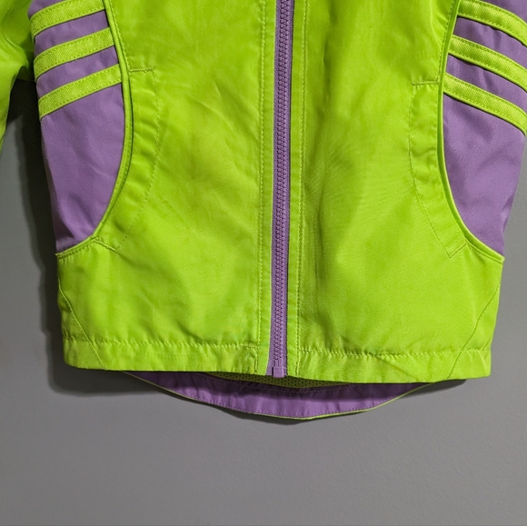 Adidas kids mesh lined windbreaker lime green purple size 3T - Picture 2 of 10